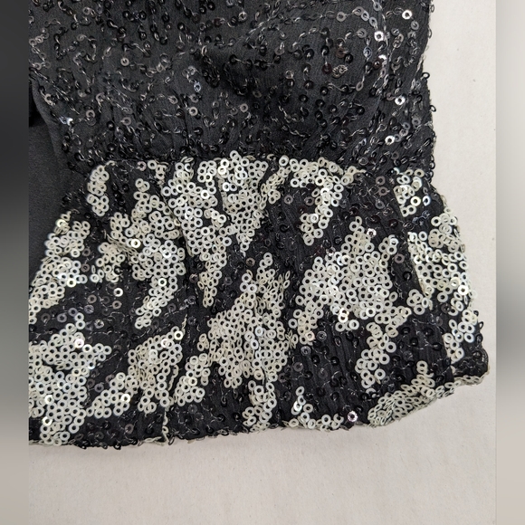 Express Women's Blouse Houndstooth Sequins Ruched cropped size small V-1 - Picture 5 of 11